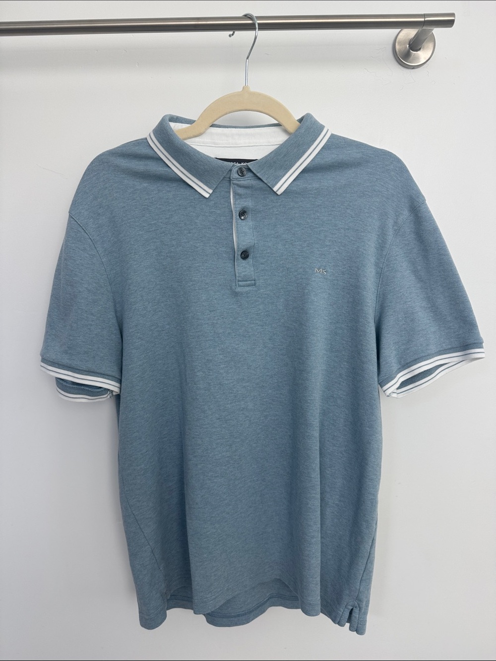 Michael Kors Men's Dusty Blue Polo with White Trim
